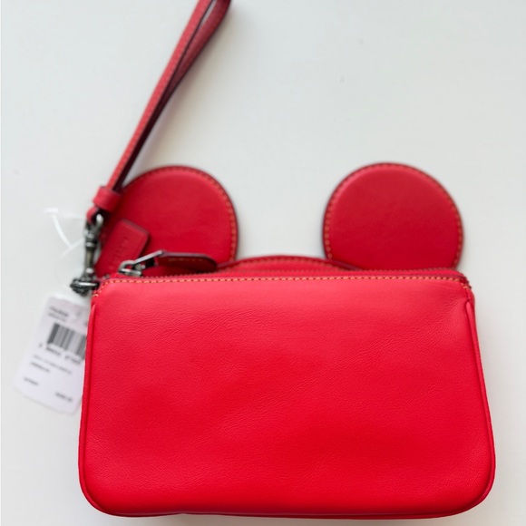 Coach x Disney Mickey Mouse Ear Leather Wristlet NWT – Red – Limited Edition